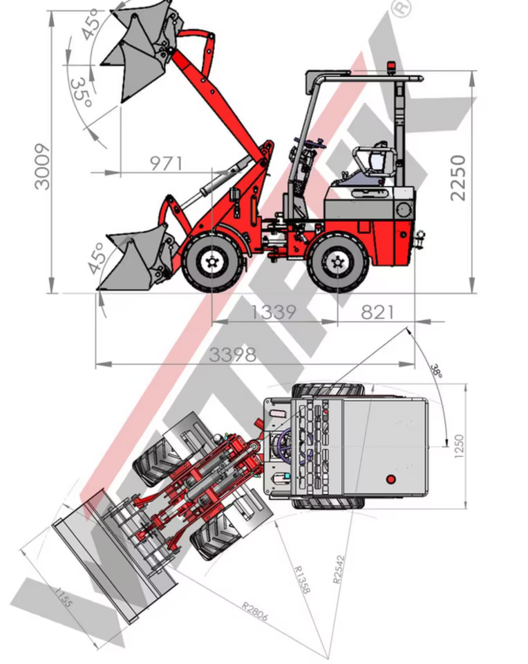 Radlader, Hoflader Wematik 807e, 800 kg Hubkraft, rein elektrisch